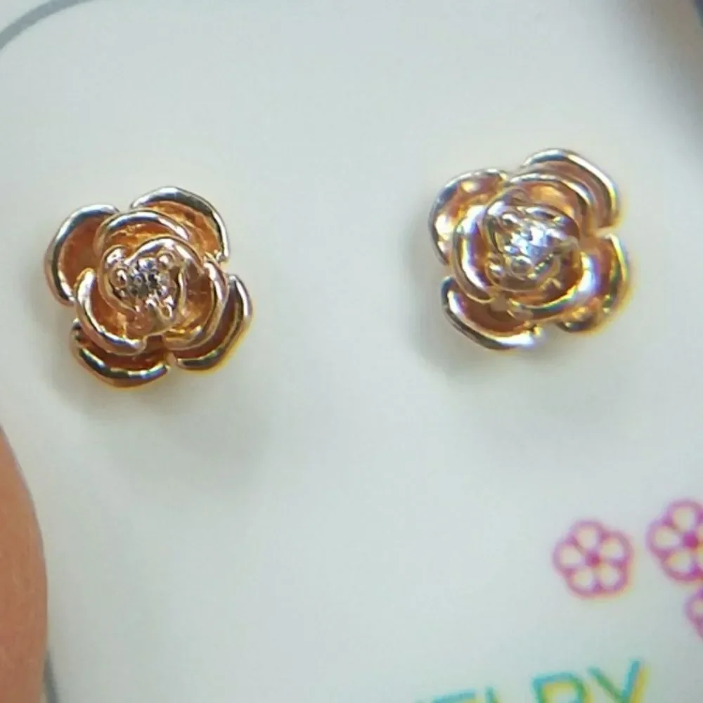 14k Rose Gold Plated Screwback Earrings!.